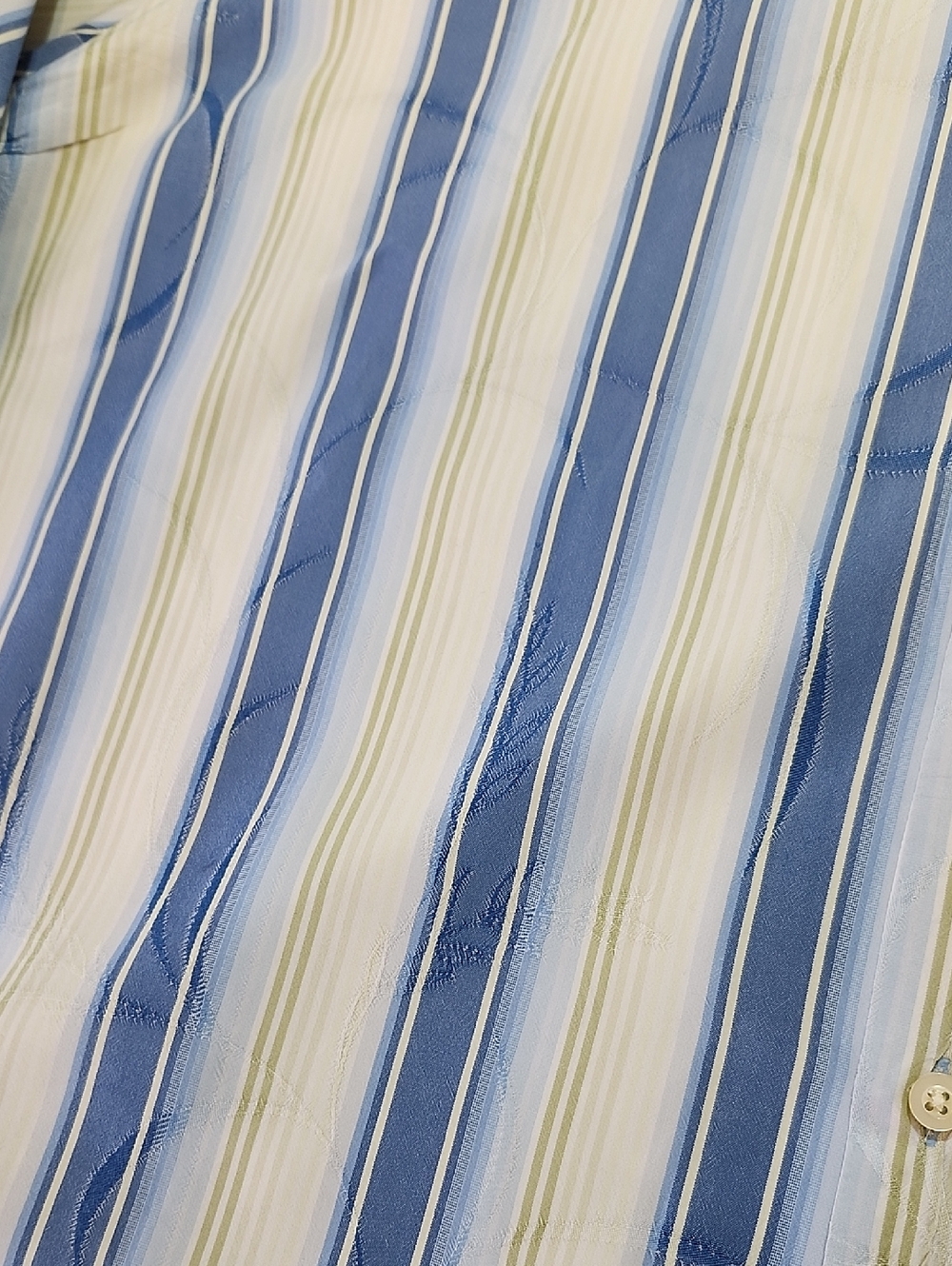 Tommy Bahama Mens Blue Green Vertical Stripe Silk Button-Down Shirt Size XL EUC - Picture 6 of 9